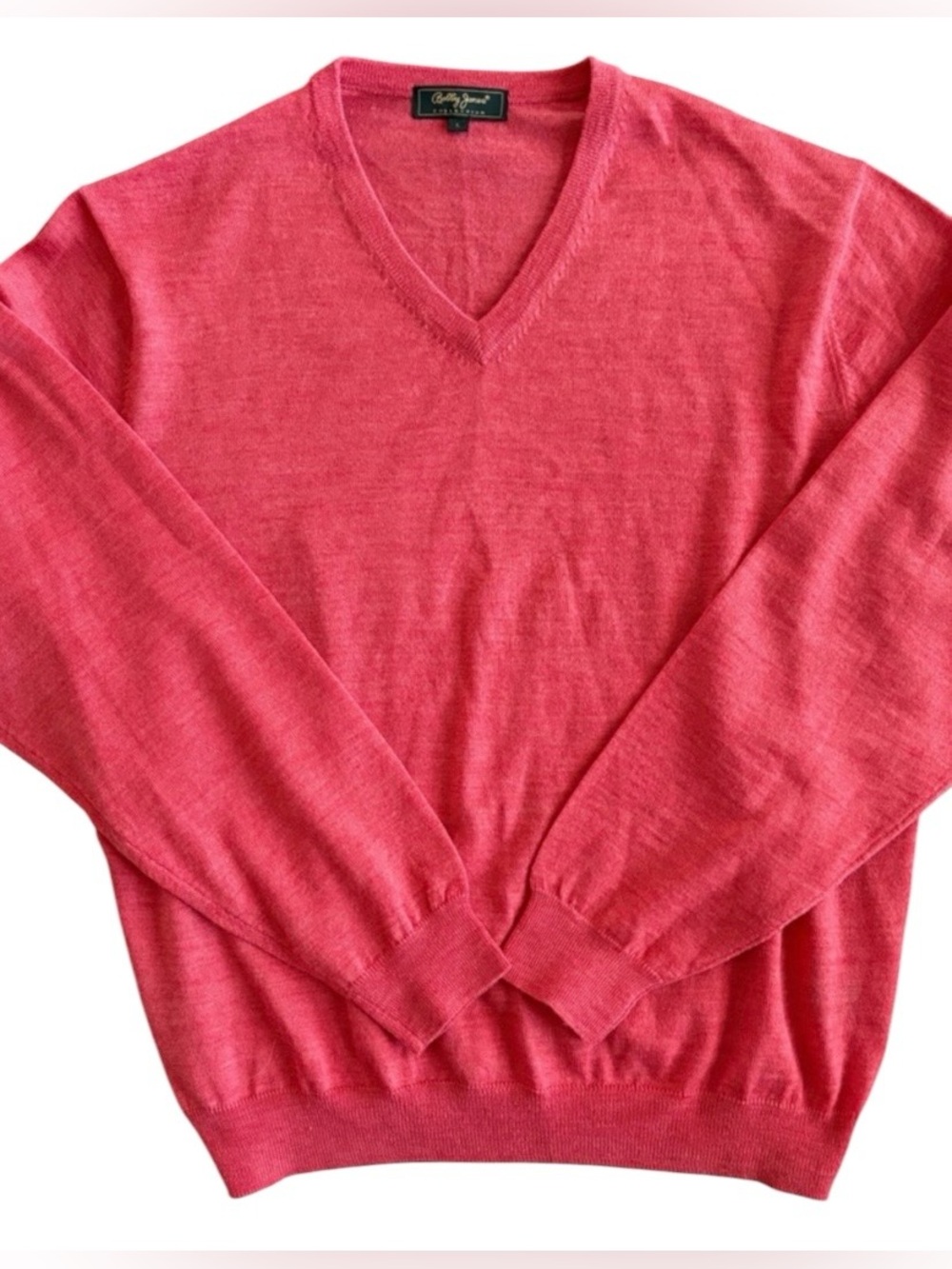 Bobby Jones 100% Merino Wool V-Neck Sweater Men’s Large Coral Pink NWOT